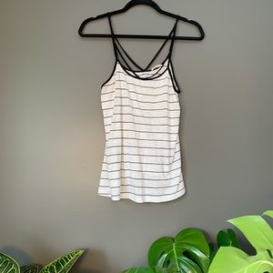 White Striped Tank with Strap Detail